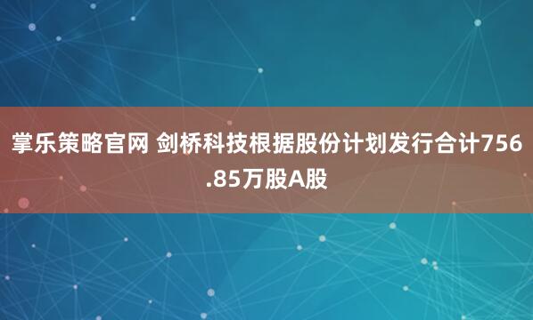 掌乐策略官网 剑桥科技根据股份计划发行合计756.85万股A股